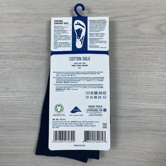 Birkenstock Cotton Sole Socks Mens 12-14 Dark Navy Blue - Picture 2 of 3
